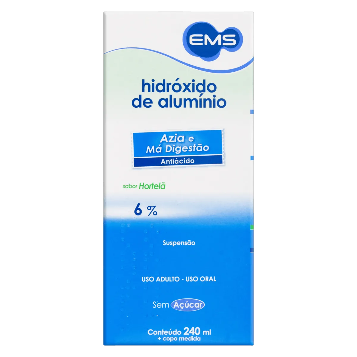 Antiácido Hidróxido de Alumínio 61,5mg Sabor Hortelã Suspensão Oral - 240ml
