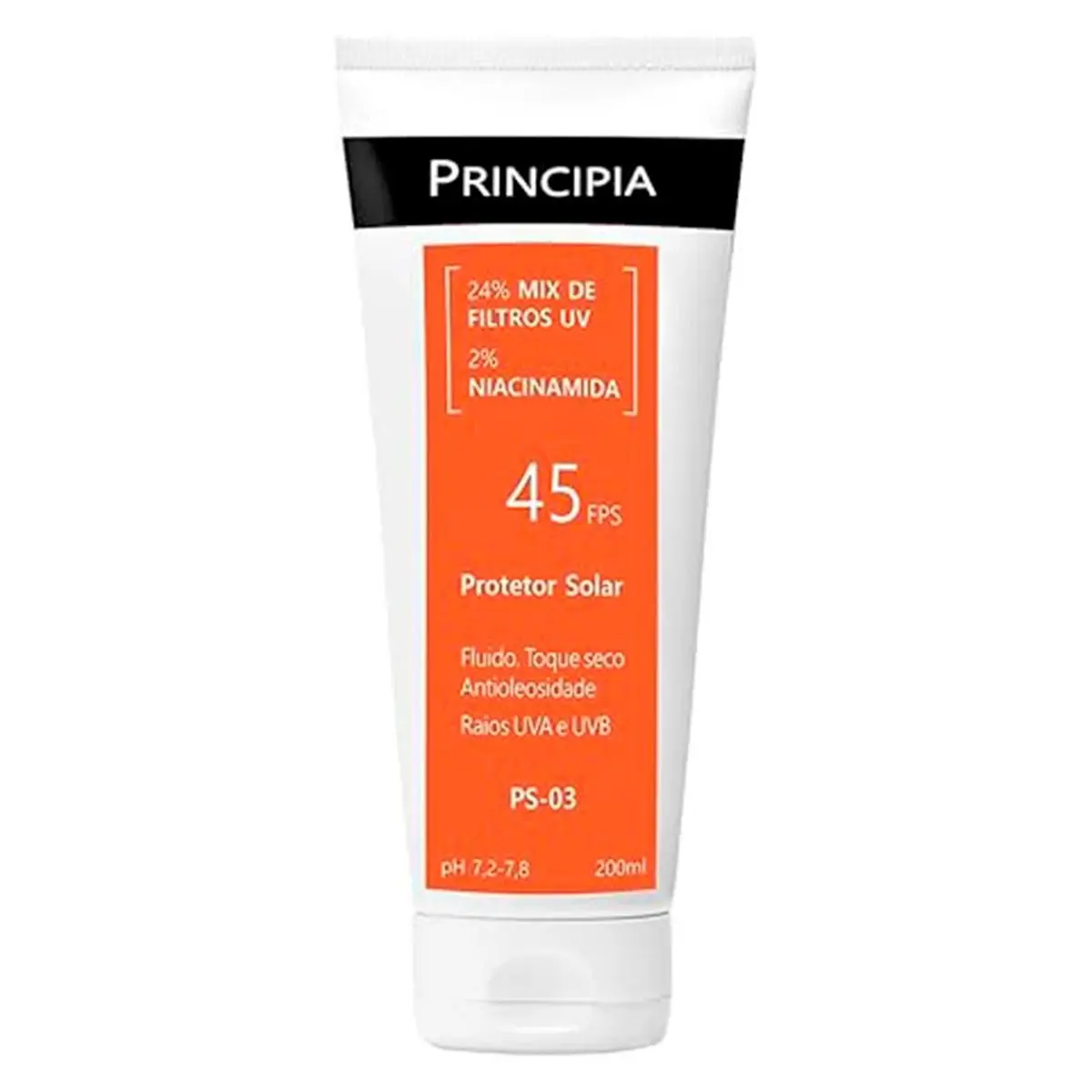 Protetor Solar Principia PS-03 FPS45 24% Mix de Filtros UV + 2% Niacinamida - 200ml