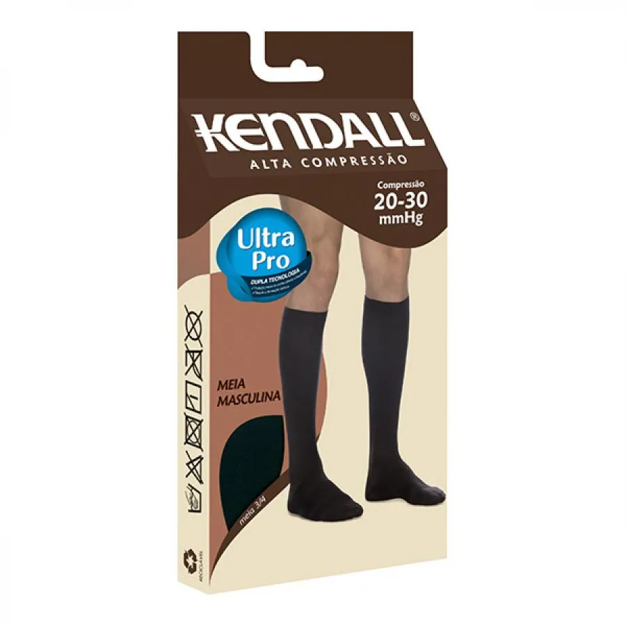 Meia Kendall 20-30 - 3/4 Masculina M Preto Com Ponteira
