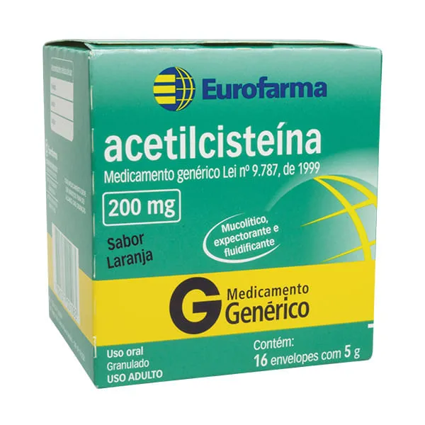 Acetilcisteina Eurofarma 200mg Com 16 Envelopes