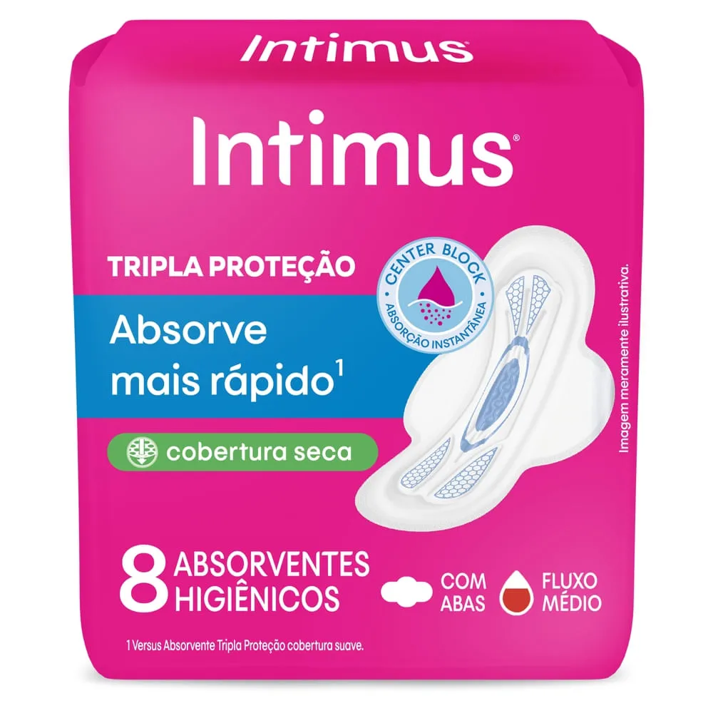 Absorvente Intimus Tripla Protecao Seca Com Abas 8 Unidades