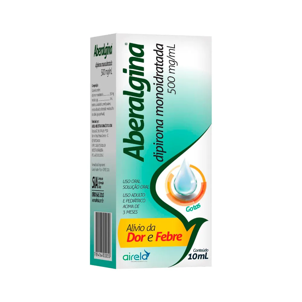 Aberalgina Dipirona Monoidratada 10ml Solucao Oral 500mg/ml