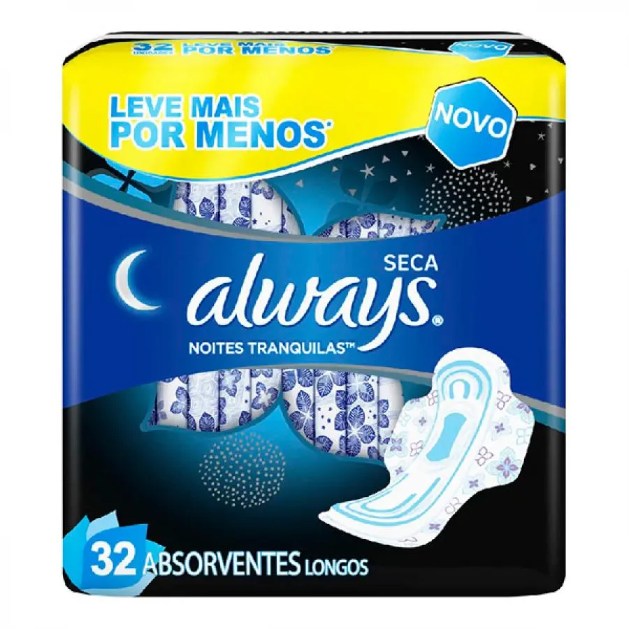 Absorvente Always Noites Tranquilas Seca Com Abas Com 32 Leve Mais Pague Menos
