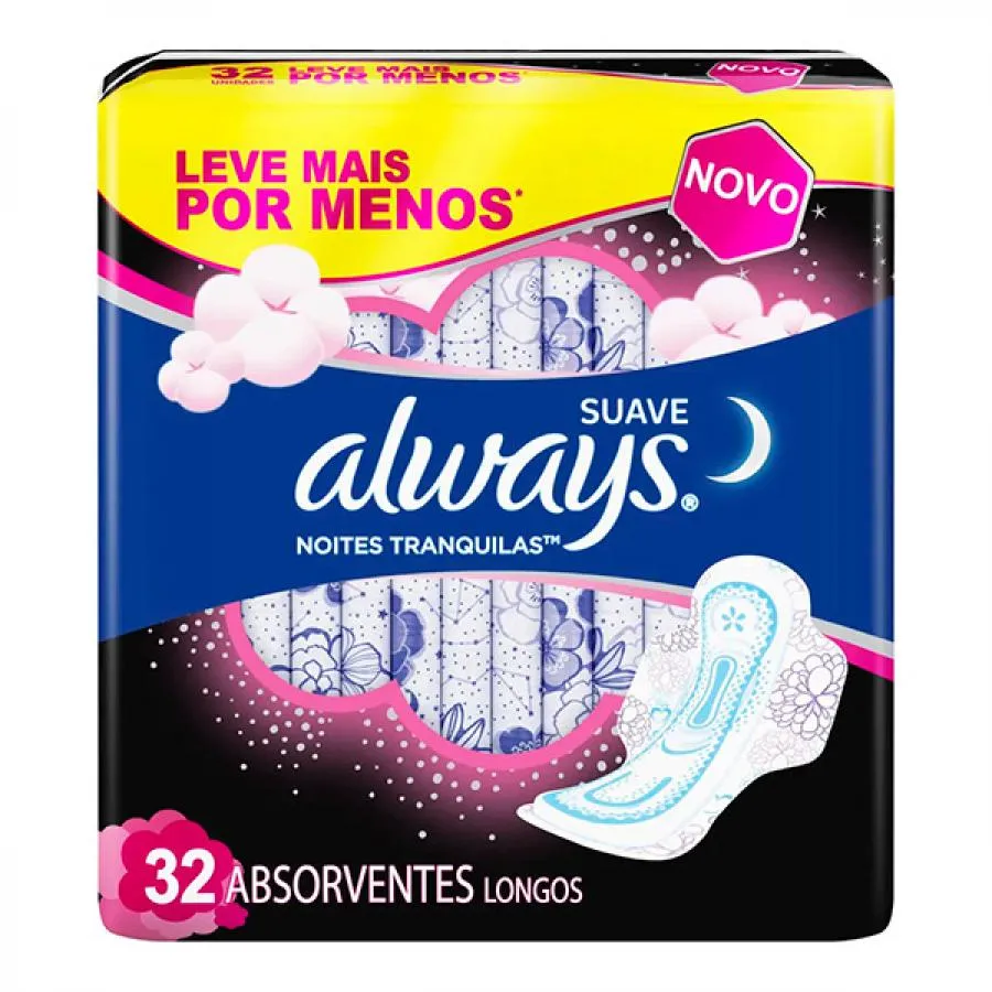 Absorvente Always Noites Tranquilas Suave Com Abas Com 32 Leve Mais Pague Menos