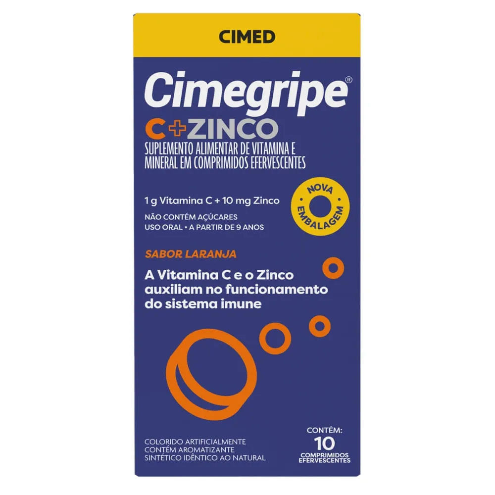 Cimegripe C+zinco Com 10 Comprimidos Efervescentes Laranja