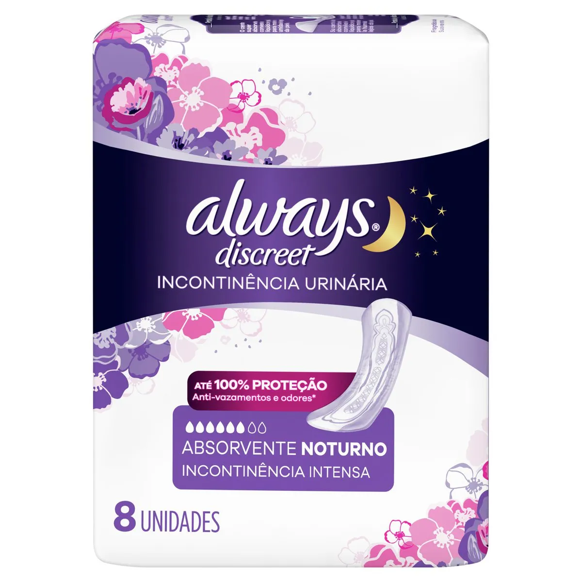 Absorvente Always Discreet Noturno Com 8 Incontinencia Intensa