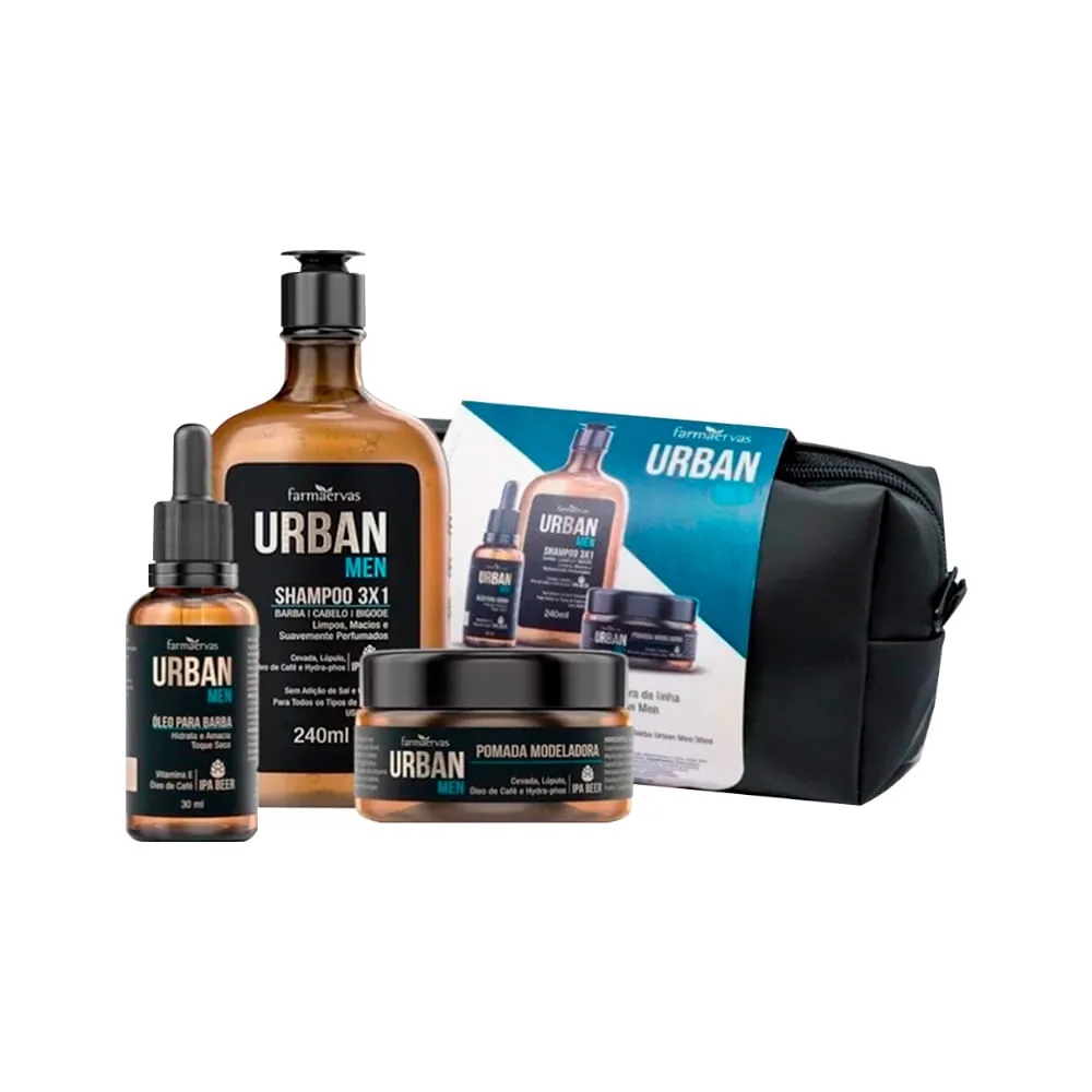 Shampoo+oleo+pomada Urban Men 240ml+30ml+50gr Gratis Necessaire Especial