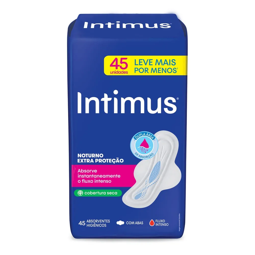 Absorvente Intimus Noturno Extra Protecao Seca Com Abas 45 Unidades