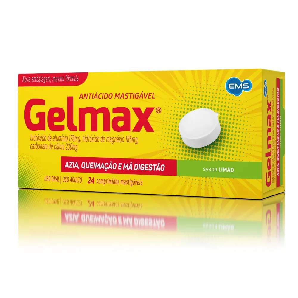 Antiacido Mastigavel Gelmax Sabor Limao 24 Comprimidos