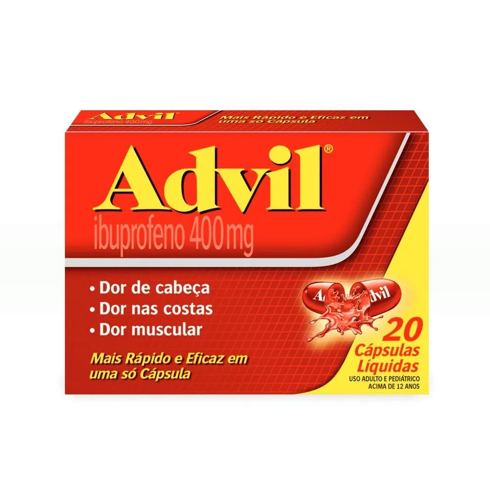 Advil Alivio Rapido Da Dor De Cabeca E Enxaqueca Com Ibuprofeno 400mg, 20 Capsulas