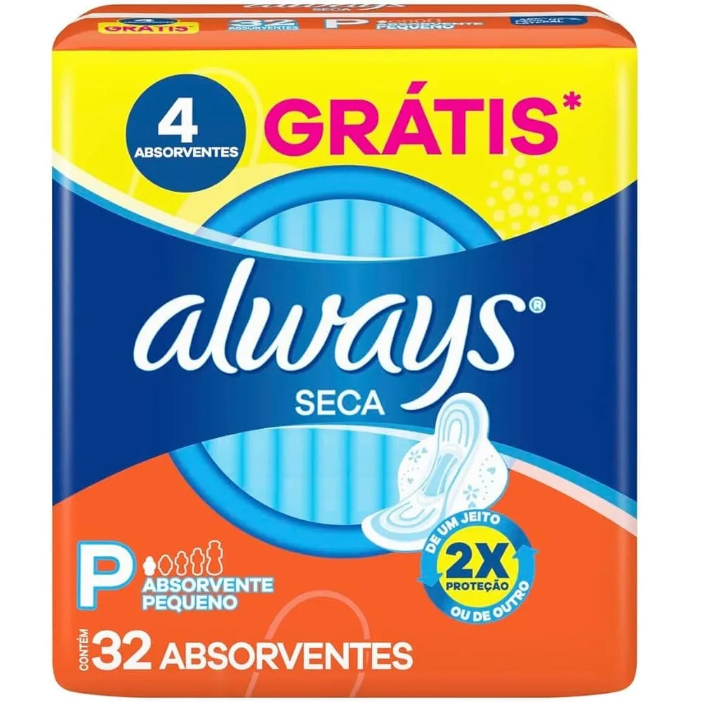 Absorvente Always Super Protecao Seca Com Abas 32 Unidades