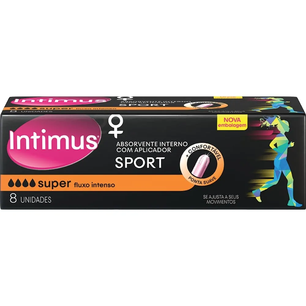 Absorvente Interno Intimus Sport Super Com Aplicador 8 Unidades