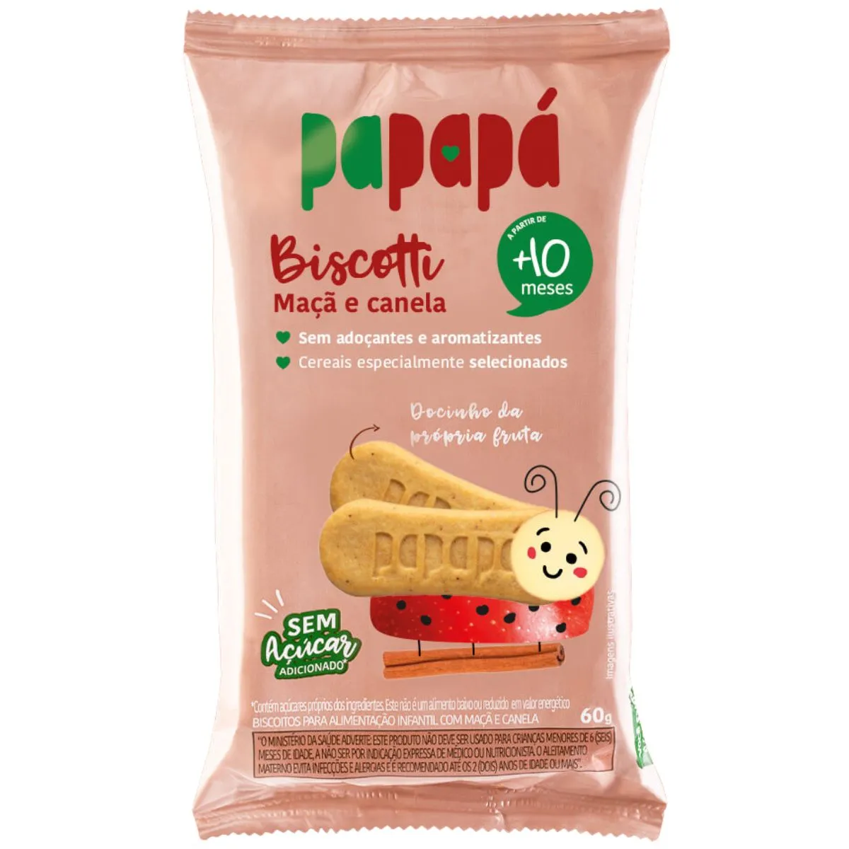 Biscoito de Maçã e Canela 60g Bolacha Biscotti - Papapá