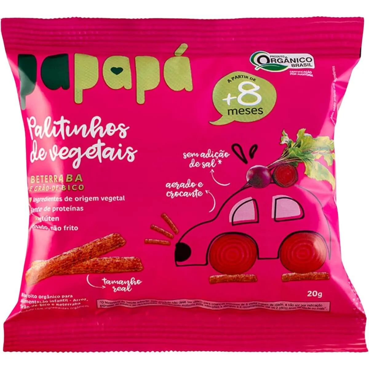 Biscoito Orgânico Palitinhos de Vegetais Beterraba 20g - Papapá