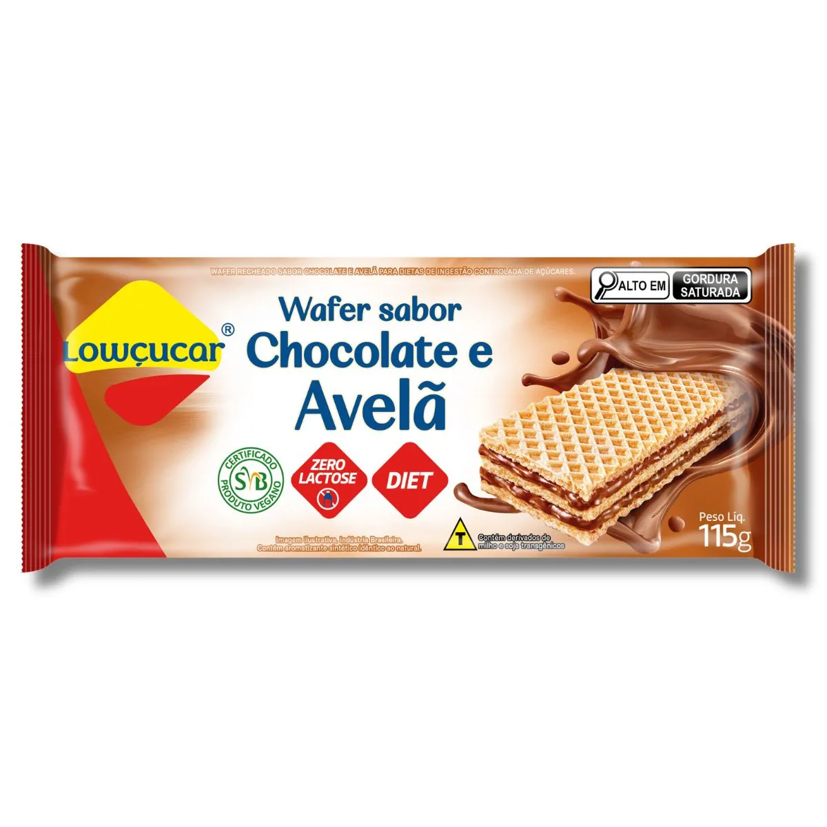Wafer Zero Açucares Sabor Chocolate com Avelã 115G - Lowçucar